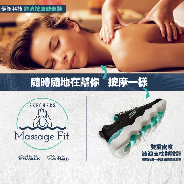 【SKECHERS】女 健走系列 GO WALK MASSAGE FIT 寬楦款(124903WBKTQ)