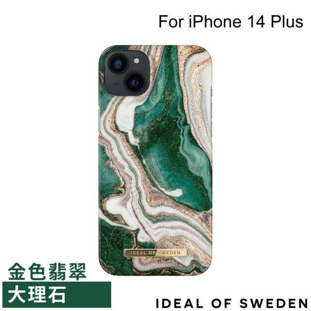 【iDeal Of Sweden】iPhone 14 Max 6.7吋 北歐時尚瑞典流行手機殼(金色翡翠大理石)