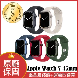 【Apple 蘋果】S 級福利品 Apple Watch Series 7 GPS 45 公釐鋁金屬錶殼搭配運動錶帶