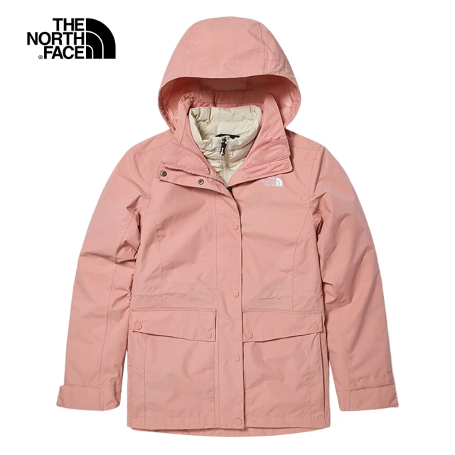 【The North Face】北面女款粉色防水透氣保暖三合一外套｜81QV5Z9
