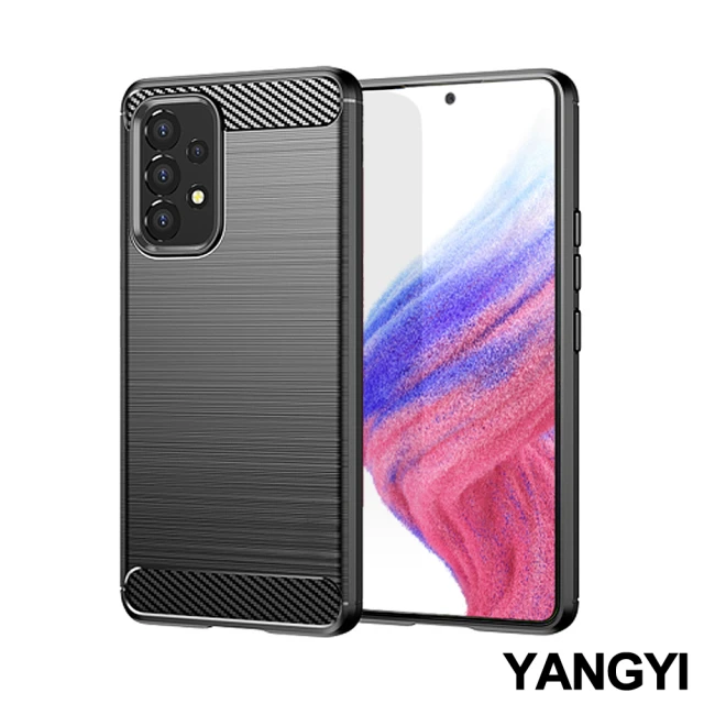 【YANG YI 揚邑】Samsung Galaxy A53 5G 碳纖維拉絲紋軟殼散熱防震抗摔手機殼-黑