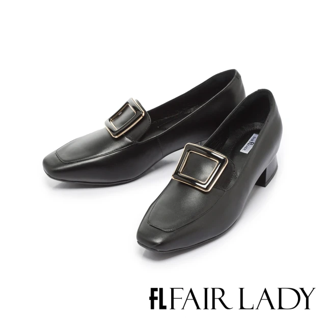 FAIR LADY 小時光 質感素面造型中跟踝靴(黑、8A2