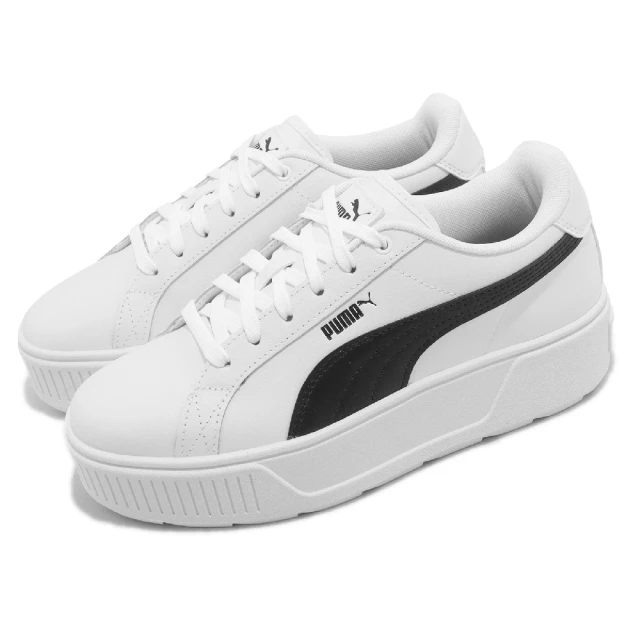 【PUMA】休閒鞋 Karmen L 女鞋 白 黑 厚底 基本款 皮革 經典 平輸品(38461502)