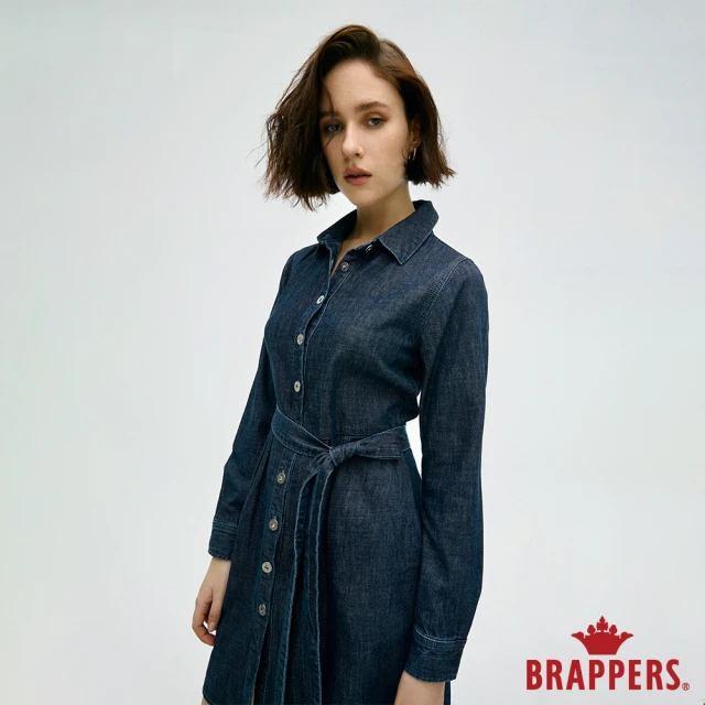 BRAPPERS【BRAPPERS】女款 Boy friend系列-全棉長袖洋裝(深藍)