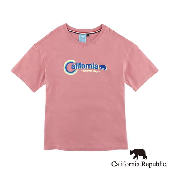 【California Republic】Summer Days品牌印花圓領寬鬆純棉女TEE