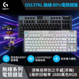 G913 TKL 無線 80%機械式電競鍵盤(青軸/棕軸/紅軸)