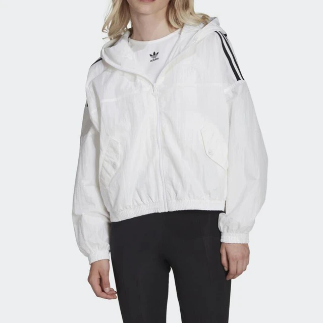 adidas 愛迪達【adidas 愛迪達】Windbreaker 女 連帽 外套 風衣 防風 運動 休閒 國際版 白(HC2023)