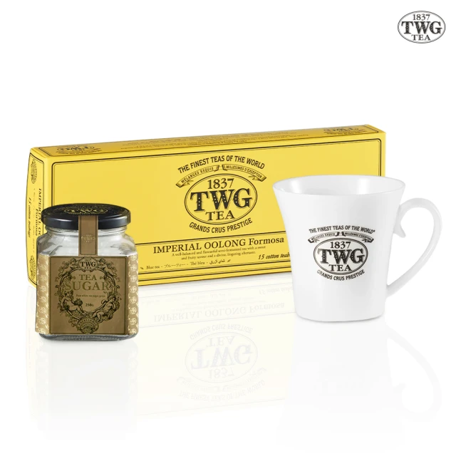 【TWG Tea】皇家烏龍純棉茶包禮物組(15包/盒+糖罐+馬克杯)