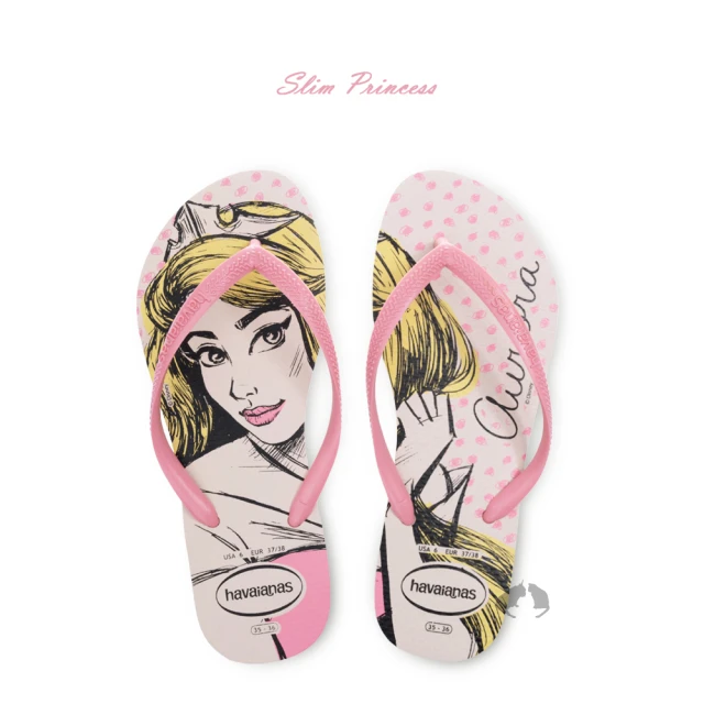 【havaianas 哈瓦仕】Slim Princess 米底粉帶 迪士尼系列 睡美人 奧蘿拉公主(夾腳拖 人字拖 女鞋)