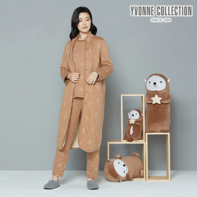 Yvonne Collection【Yvonne Collection】海獺包紗立領長外套(歐蕾棕)