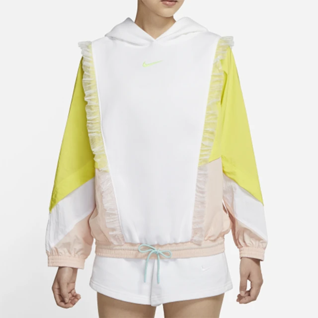 【NIKE 耐吉】上衣 女款 帽T 長袖上衣 運動 蕾絲 磨毛 AS W NSW CNY PO HOODY MIX OS 白綠粉 DH1371-107