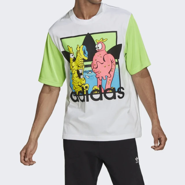 【adidas 愛迪達】Js Tee 男 T恤 時尚 短袖 上衣 Jeremy Scott 國際尺寸 白綠(H53371)