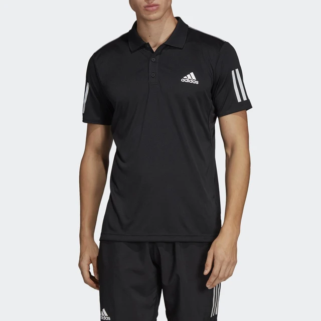 adidas 愛迪達【adidas 愛迪達】Club 3STR Polo 男 Polo衫 短袖 運動 網球 休閒 吸濕排汗 舒適 黑(DU0848)