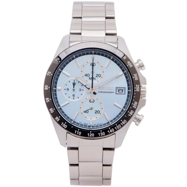 【SEIKO 精工】日本國內販售款 DAYTONA 三眼計時手錶-藍色系面X灰黑色框/40mm(SBTR029)