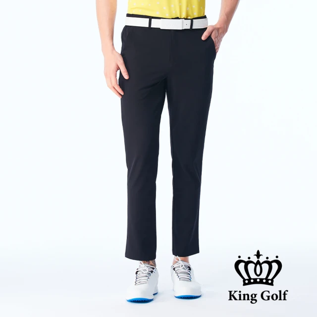 KING GOLF【KING GOLF】立體剪裁彈性素面休閒長褲(黑色)