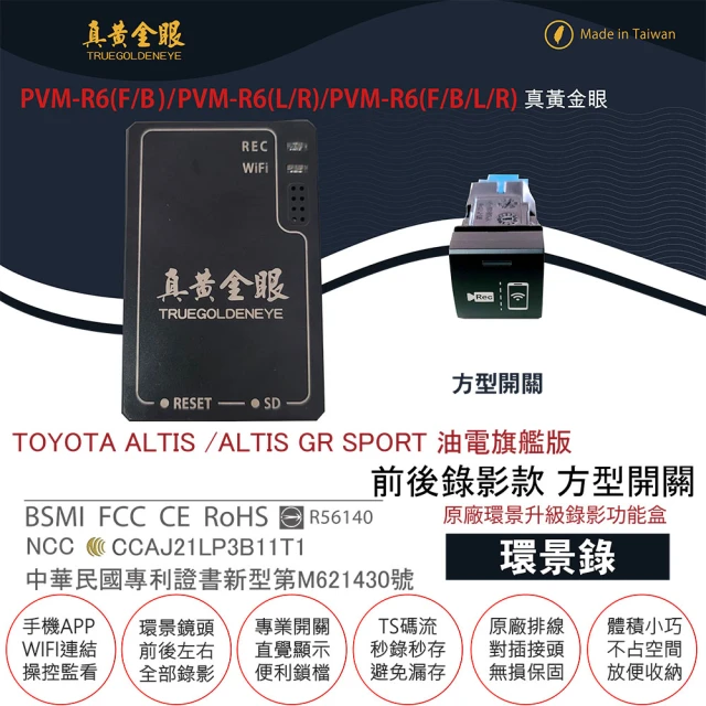 【真黃金眼】PVM-R6 ALTIS 油電旗艦版 方型盲塞開關 原廠環景前後升級錄影功能盒(2019下半年後 ALTIS)