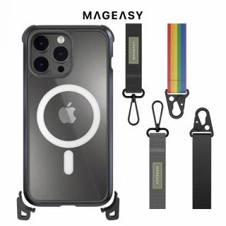 【魚骨牌 MAGEASY】iPhone 14 Pro Max 6.7吋 Odyssey+ M 超軍規防摔磁吸掛繩手機殼(支援蘋果MagSafe功能)