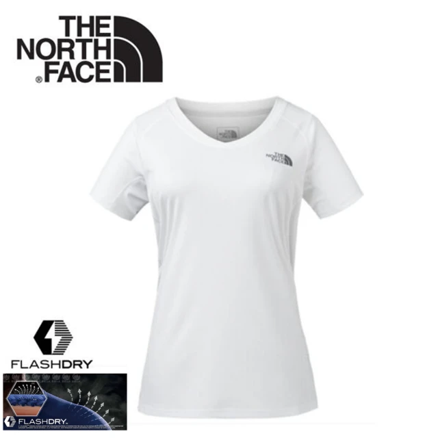 The North Face【The North Face】女 FlashDry排汗短袖T恤《白》3GEK/短袖上衣/排汗衣(悠遊山水)