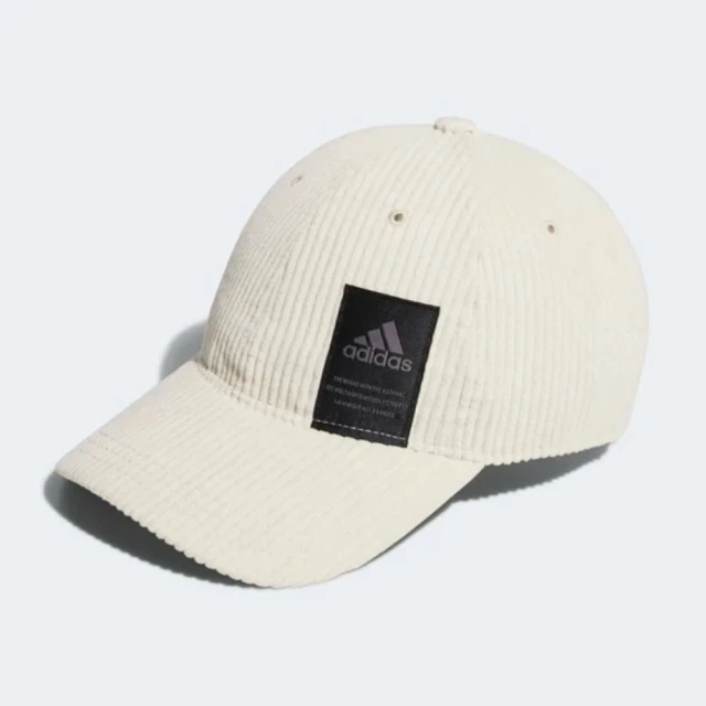 【adidas 愛迪達】Adidas MH CAP SE 白色 中性燈絲絨休閒老爹帽 KAORACER HI3571