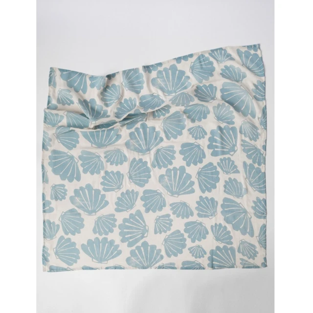 【北歐瑞典 FINE LITTLE DAY】SNACKA MUSLIN BLANKET AQUA(有機棉紗布包巾-貝殼)