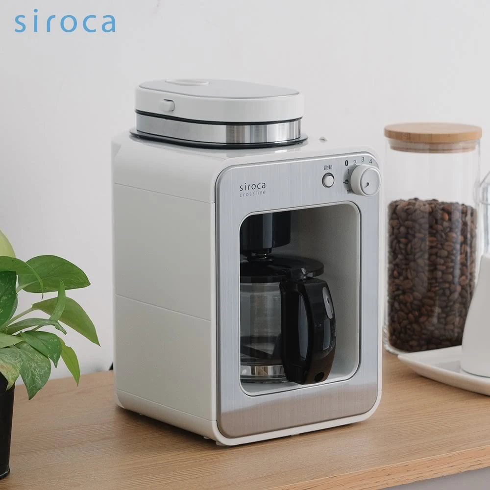 【Siroca】自動研磨咖啡機 SC-A1210W(完美白)+碧利哥倫比亞藝伎咖啡豆