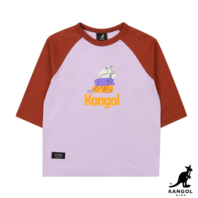 KANGOL【KANGOL】KID水彩筆刷袋鼠七分袖T恤-薰衣草紫色(W22AN702AZ)