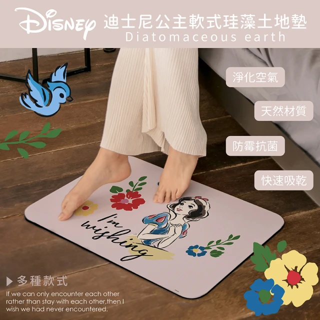 【收納王妃】Disney 迪士尼 公主系列 珪藻土 吸水 地墊 防潮(60x40x0.5cm)