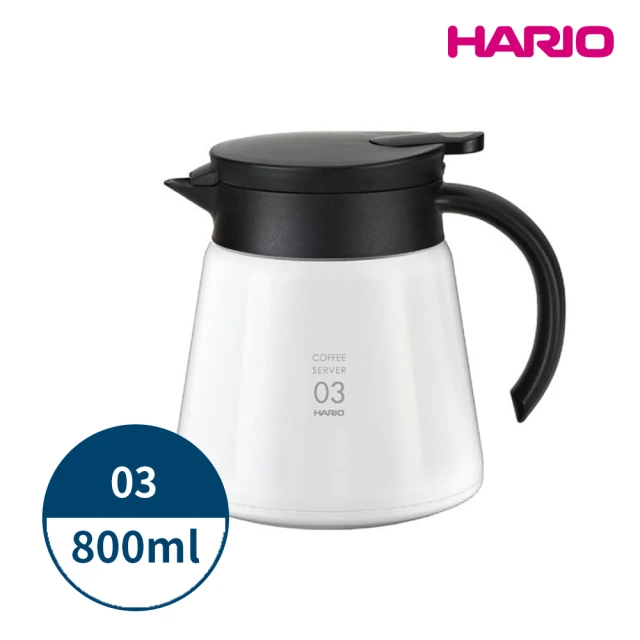 【HARIO】V60 VHS系列雙層真空不繡鋼咖啡保溫壺03 750ml 2-6杯 白色(保溫 咖啡壺 hario官方 VHS-80W)