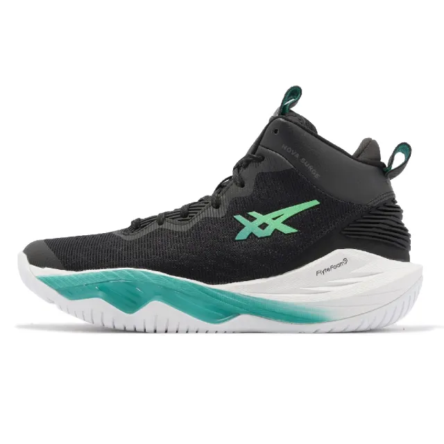 asics 亞瑟士】籃球鞋Nova Surge 2 男鞋黑蒂芬妮綠包覆穩定支撐運動鞋