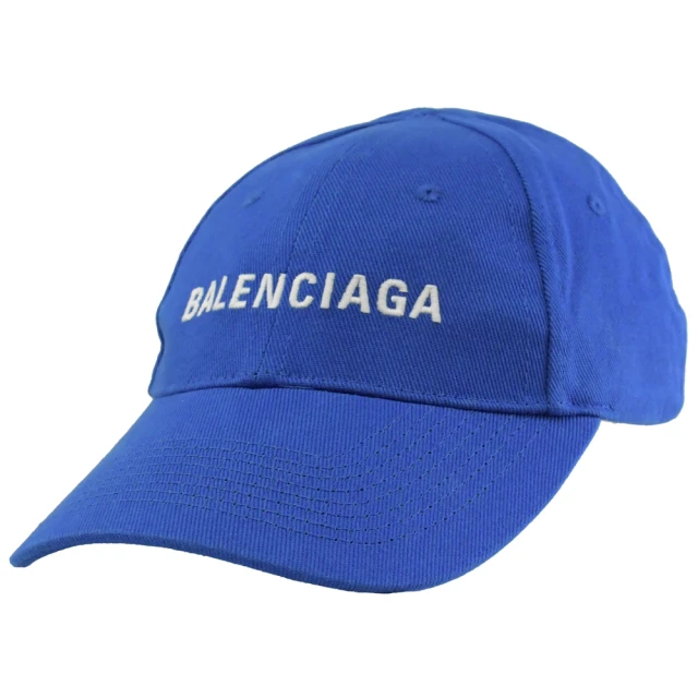 【Balenciaga 巴黎世家】簡約經典電繡LOGO棉質質感鴨舌帽棒球帽(藍)