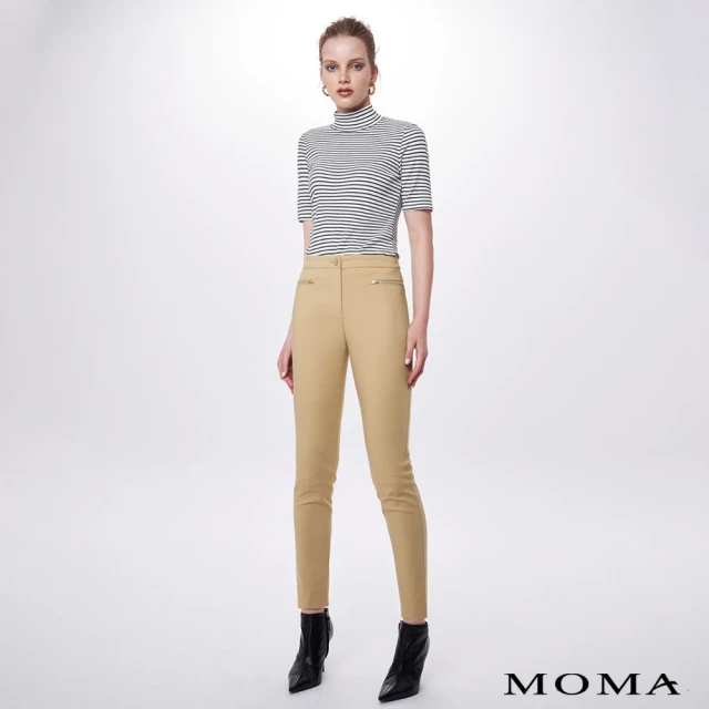 MOMA【MOMA】拉鍊口袋8分錦棉直管褲(卡其色)