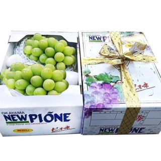 【RealShop 真食材本舖】日本麝香綠無籽葡萄禮盒 約500g兩房裝(約1kg±10% 高檔水果送禮精品)