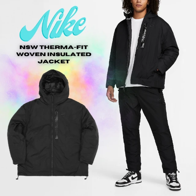 NIKE 耐吉【NIKE 耐吉】外套 NSW Therm 男款 黑 雙向拉鍊 抗水 長袖 寬鬆 大口袋 基本款(DQ4743-010)