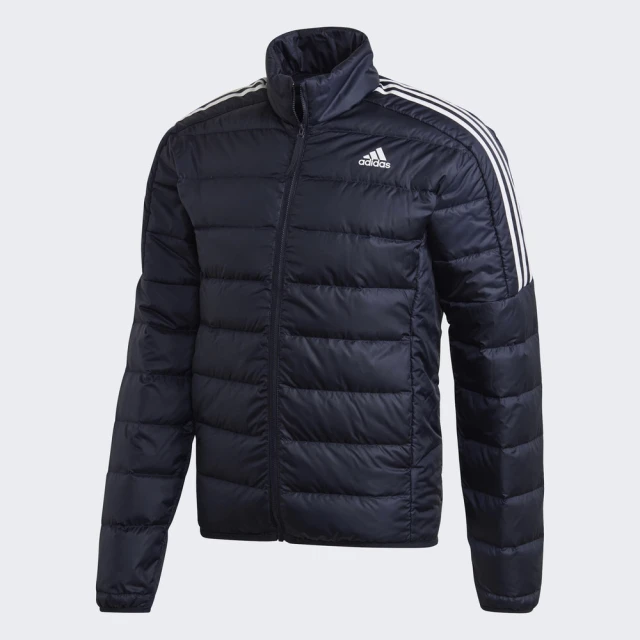 【adidas 愛迪達】Ess Down Jacket 男 羽絨外套 立領 運動 休閒 戶外 輕量 保暖 深藍(GH4594)