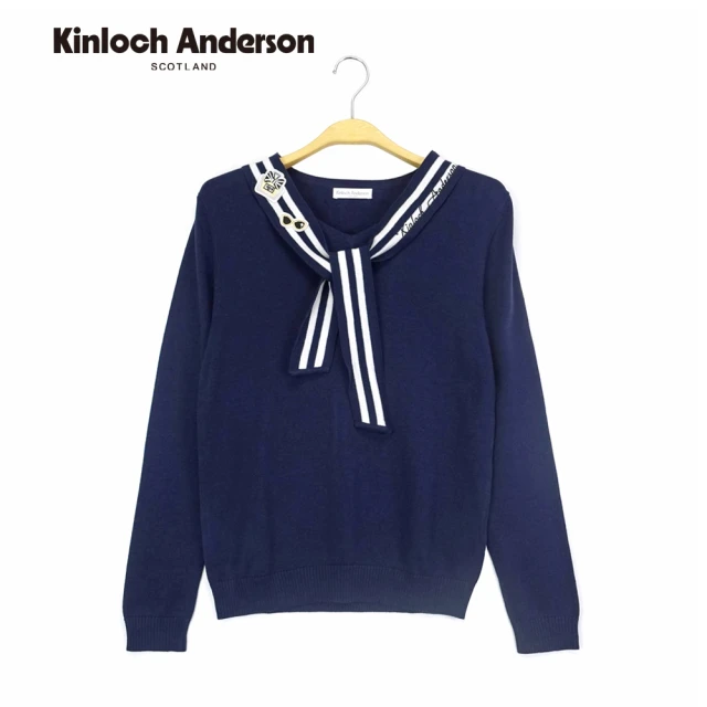 Kinloch Anderson【Kinloch Anderson】金安德森女裝 英倫v領飾帶針織上衣(藏青)