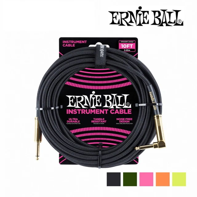 【ERNIE BALL】CABLE BRAIDED SA IL頭 3米 多色款(原廠公司貨 商品保固有保障)