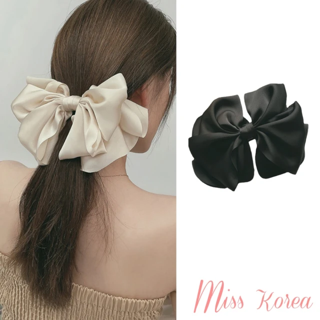 【MISS KOREA】蝴蝶結髮夾/韓國設計多層次氣質緞面大蝴蝶結髮夾(2色任選)