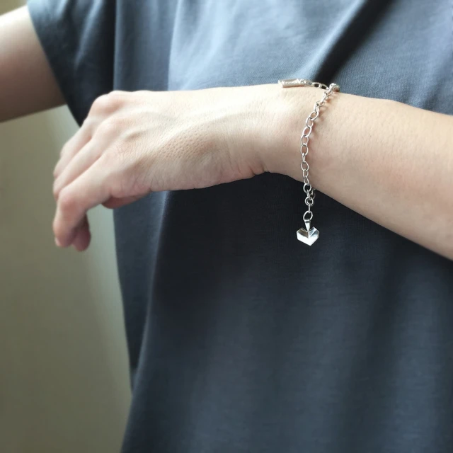 【mittag】diamond heart bracelet_鑽石心手鍊(愛心 簡潔 鑽石切割 925銀 手鍊 mittag 環保銀飾)