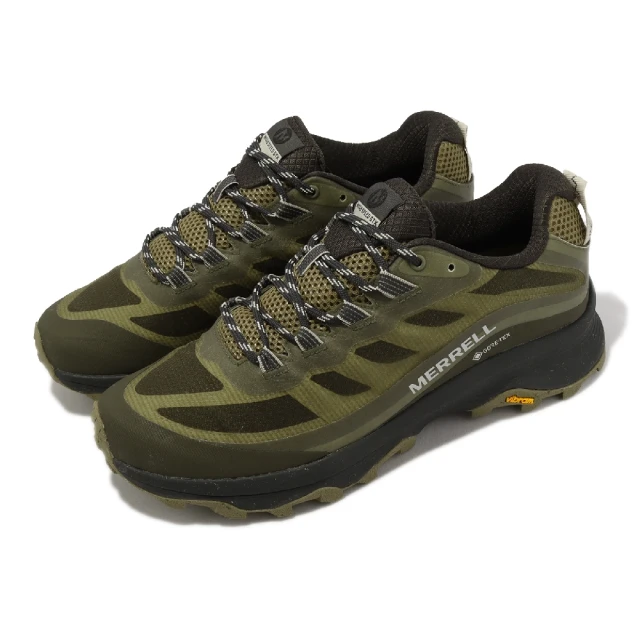 【MERRELL】戶外鞋 Moab Speed GTX 男鞋 墨綠 襪套式 防水 低筒 登山 運動鞋(ML067455)