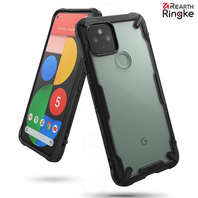 【Ringke】Google Pixel 5 Fusion X 透明背蓋防撞手機殼 黑(Rearth Pixel5 軍規防摔 保護殼)