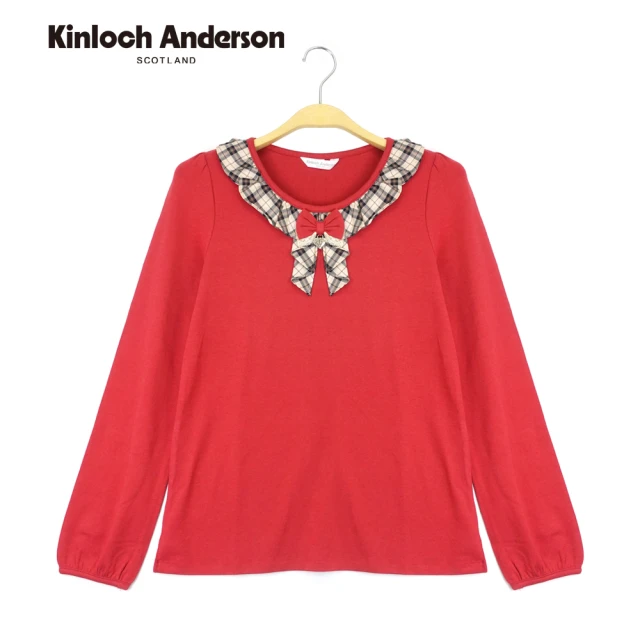 Kinloch Anderson【Kinloch Anderson】金安德森女裝 甜美圓領格紋荷葉上衣(紅)