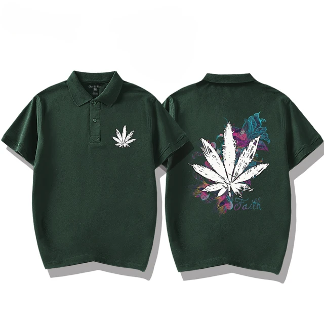 潮野屋【潮野屋】三葉草 大麻葉 POLO衫 短袖上衣 衣服 潮T 男女休閒穿搭 短T 街頭 個性 潮流 精品(WPD-418)