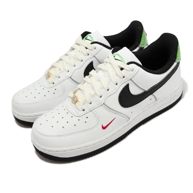 NIKE 耐吉 休閒鞋 Wmns Air Force 1 07 LX 女鞋 白 黑綠 AJ1 蛇紋 鑽石(DV1492-101)