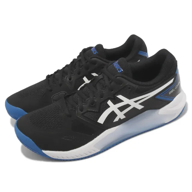 【asics 亞瑟士】網球鞋 GEL-Challenger 13 Clay 男鞋 黑 藍 亞瑟膠 紅土專用 穩定 運動鞋(1041A221002)