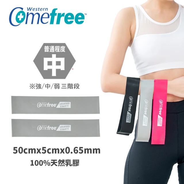 【Comefree】肌力鍛鍊圈/阻力帶/美臀圈/伸展圈 台灣製(灰色中階_2入組)