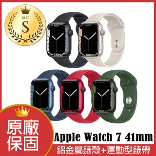 【Apple 蘋果】S級福利品 Apple Watch Series 7 GPS 41 公釐鋁金屬錶殼搭配運動錶帶(原廠保固中)