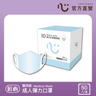【匠心】成人立體醫療口罩-藍色(50入/盒)