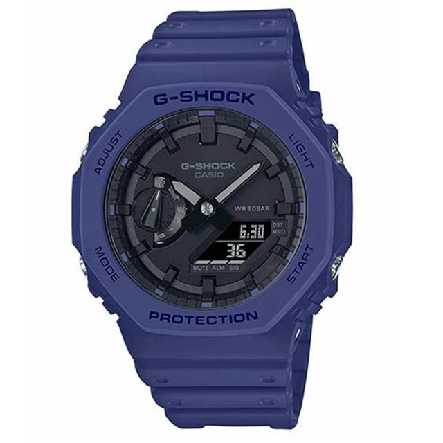 【CASIO 卡西歐】G-SHOCK 碳纖維核心/農家橡樹系列/45mm/藍(GA-2100-2A)