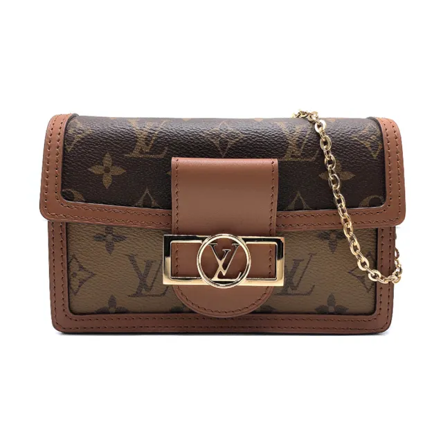 【Louis Vuitton 路易威登】Dauphine 鏈帶斜背/手拿包(M68746-咖)