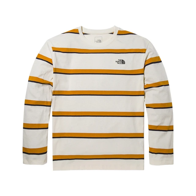 【The North Face】TNF 長袖上衣 L/S STRIPE TEE - AP 男款 白橘(NF0A5JY4N3N)